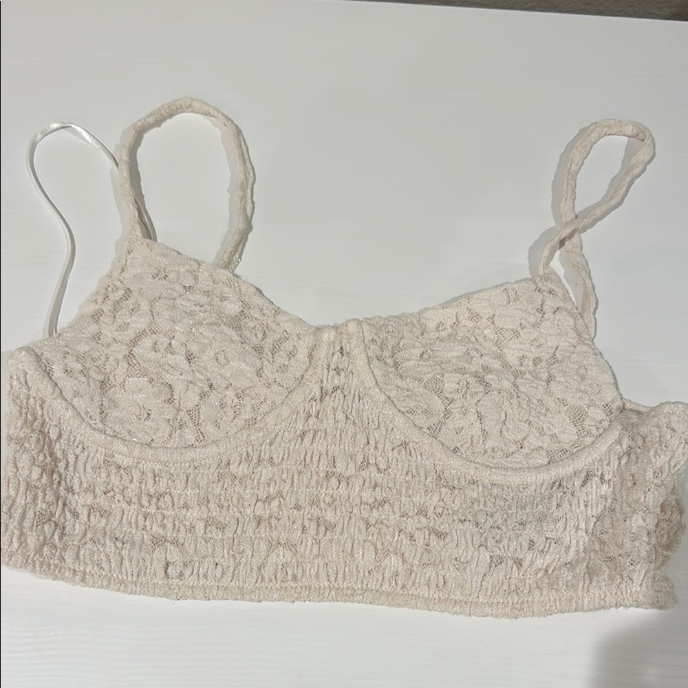 Cream Lace Bralette and Top